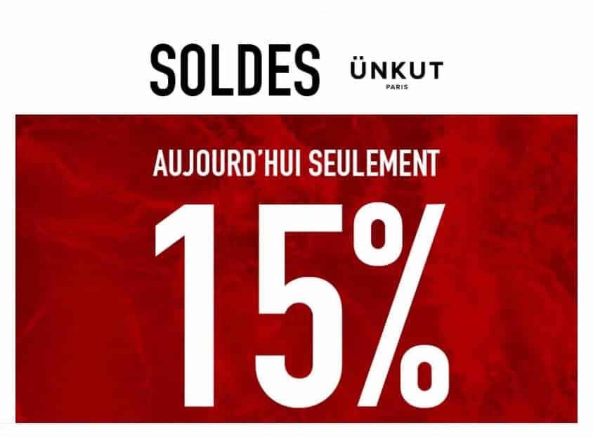 15% supplémentaire sur les Soldes Ünkut (aujourd’hui seulement)