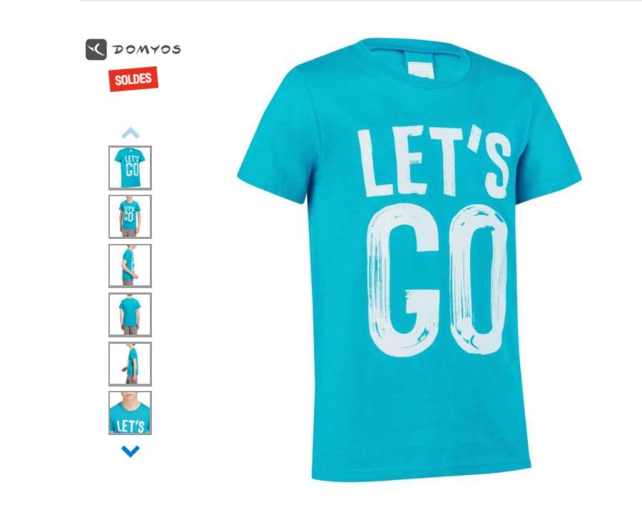 1€ le t-shirt enfant gym imprimé Domyos 5-14 ans (Let’s Go) Soldes Décathlon