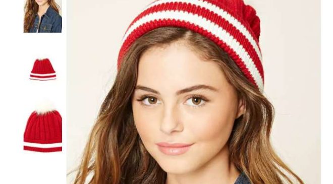 2,75€ le bonnet rayé rouge avec pompon Forever 21