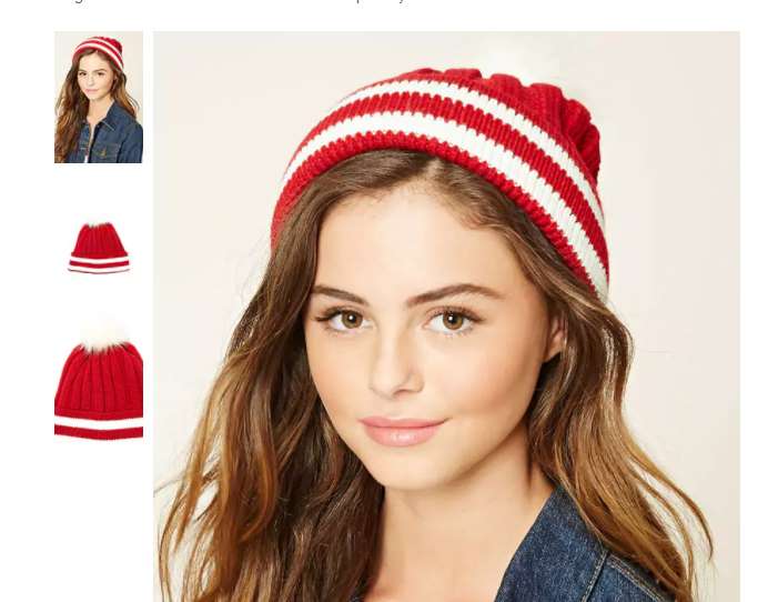 2,75€ le bonnet rayé rouge avec pompon Forever 21