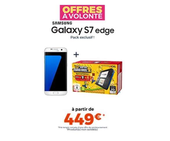 Soldes: 449€ smartphone Galaxy S7 Edge Samsung + Console 2DS (+ jeu New Super Mario Bros 2)
