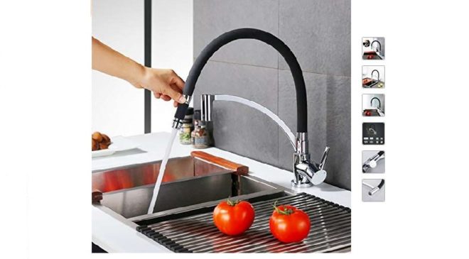 59,99€ robinet de cuisine chromé avec douchette détachable et tuyau souple Homelody