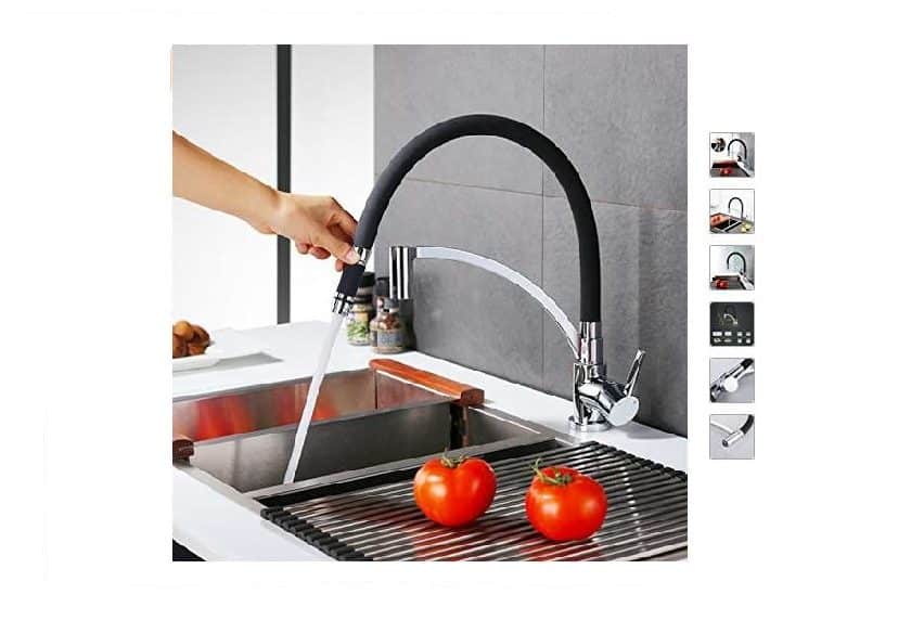 59,99€ robinet de cuisine chromé avec douchette détachable et tuyau souple Homelody