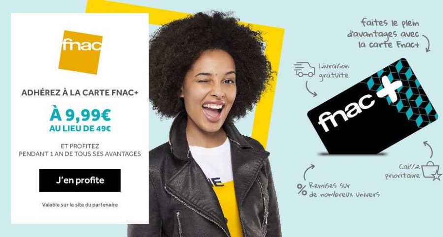 Bon plan : 9,99€ la carte FNAC+ (remises + livraison gratuite en 1 jour sans minimum) au lieu de 49€ !