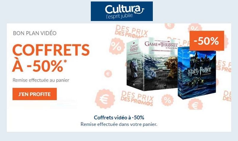 Bon plan coffrets vidéo moitié prix sur Cultura