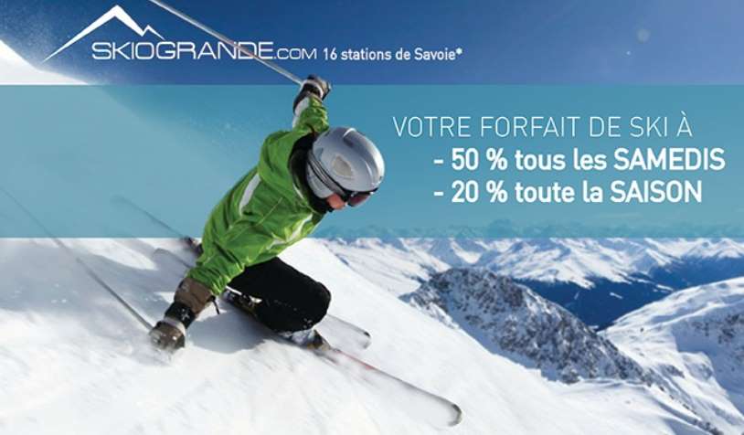 Carte Forfait Skiogrande à 5€ au lieu de 21€ (remises forfaits stations Valfrejus, Valmorel, Toussuire, la Norma… )