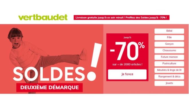 Jusqu’à -70% et livraison gratuite sur les soldes Vert Baudet