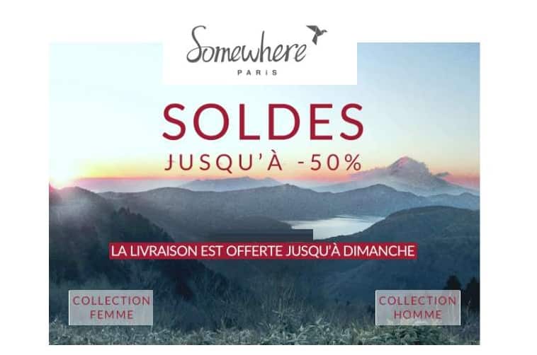 Lancement des soldes Somewhere : jusqu’à -50% et livraison gratuite (jusqu’à dimanche)