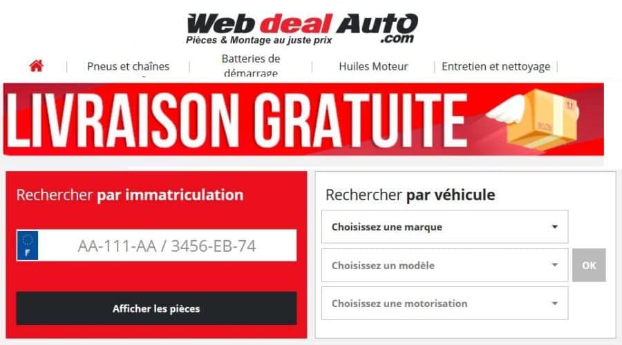 Livraison gratuite sur WebdealAuto (500 000 pièces auto) dès 29€ d’achat