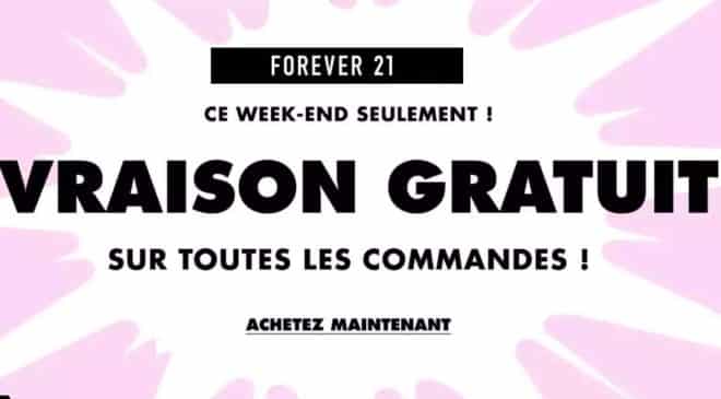 Livraison gratuite sur les Soldes Forever 21