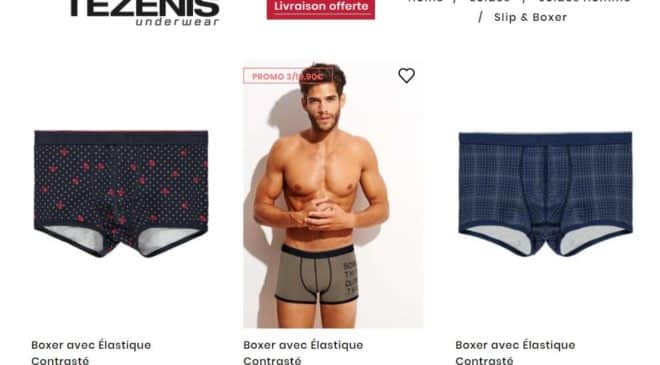 Tous les boxers homme Tezenis à 4,45€