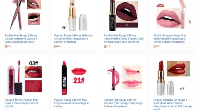 0,01€ le rouge à lèvres Paolian en bâtons, sticks, crayons et autres maquillages