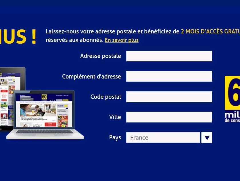 2 mois d’accès gratuit contenus de 60 Millions de consommateurs
