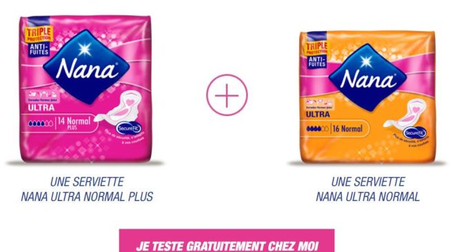 2 serviettes hygiénique Nana Ultra gratuites