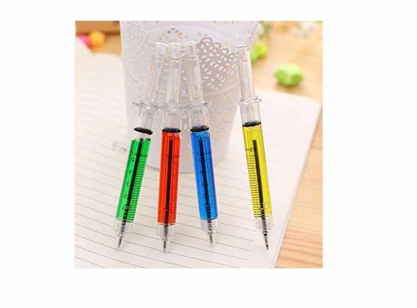 6 stylos à bille seringue à 0,01€