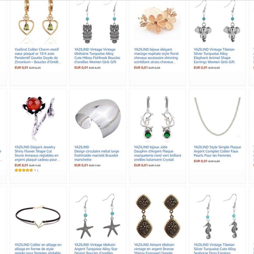 Bijoux pas chers à 1 centime