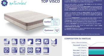 Bonne affaire 199€99 port inclus matelas mémoire de forme mousse Blue Latex Top Visco 180×200 cm Naturalex)