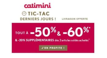 Fin des soldes Catimini : tout à -50% et -60% (+20% dés 3 art.) + livraison gratuite sans minimum