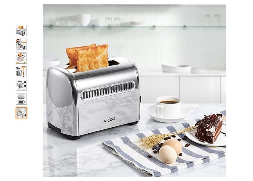 Seulement 14€ le grille pain acier inoxydable 2 fentes Aicok
