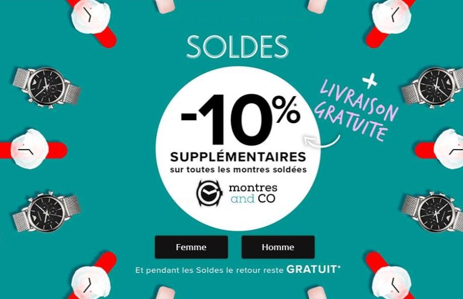 Soldes Montres and CO : 10% supplémentaire + livraison gratuite sur toutes les montres en soldes