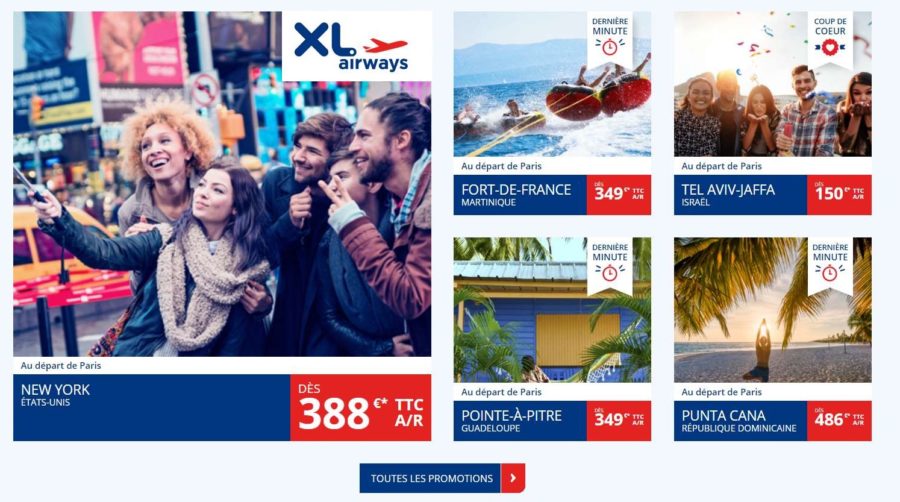 Avec les offres spéciales XL Airways voyagez loin pour pas cher : A/R dès 349€ Fort-de-France, Pointe-à-pitre, dès 388€ New-York…