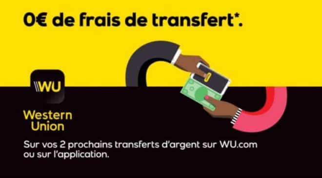 0€ de frais d'envoi sur 2 transferts d’argent avec Western Union