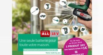 1 article Bosch 18V avec batterie acheté = 1 produit à 1€ (visseuse, perceuse, aspirateur…)