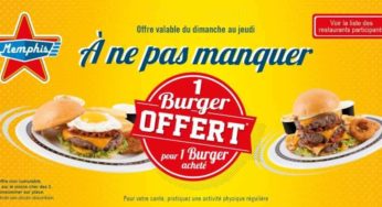 1 burger acheté = 1 burger offert chez Memphis Coffee