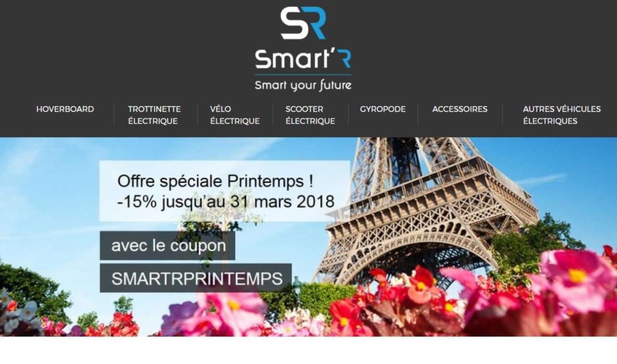 15% de remise sur toute la boutique Smart R (hoverboards, vélos et trottinettes électriques…)