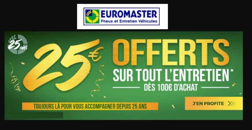 25€ de remise sur l’entretien auto Euromaster dès 100€ d’achat