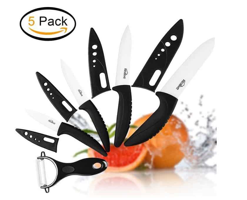 9,99€ le set de 4 couteaux céramiques avec protection et éplucheur Kealive