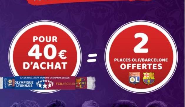 Boutique Olympique Lyonnais 2 places gratuites OL féminin vs FC Barcelone