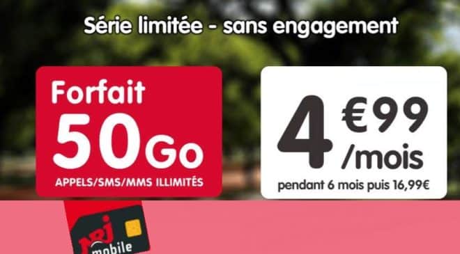 Forfait 50Go NRJ Mobile à 4,99€ mois