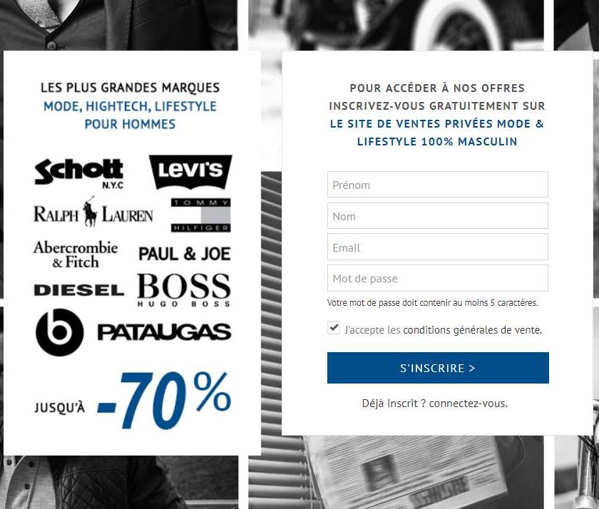 Homme privé le site de vente privée dédiée à l'homme