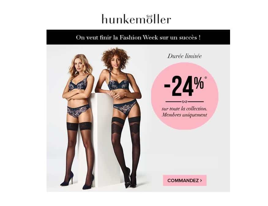 Lingerie Hunkemöller : tout à moins 24% pour la Fashion Week (aujourd’hui)