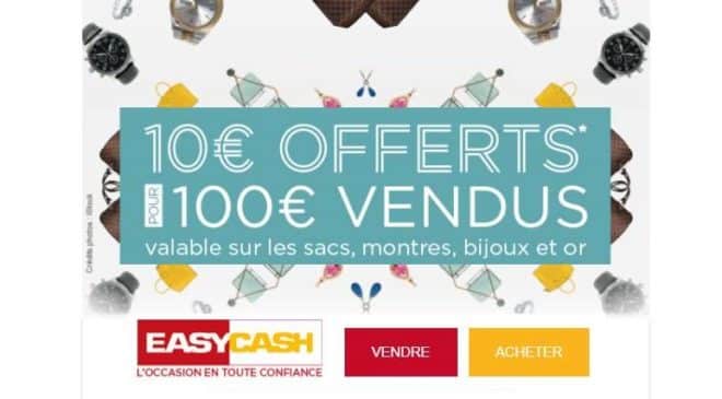 Magasin Easycash 100€ vendus = 10€ offerts