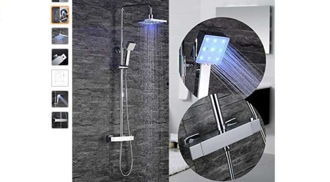 Moins de 95€ la colonne de douche mitigeur thermostatique Homelody LED