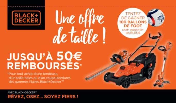 Remboursement Black & Decker de 5 à 50€ sur tondeuses, taille-haies ou coupe-bordures