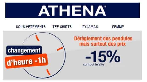 remise sur tout le site Athéna pour le changement d’heure