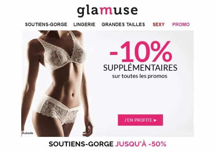 10% de remise sur toutes les promotions Glamuse (lingerie)