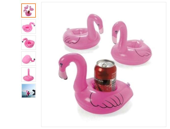 Seulement 0,41€ le porte-canette gonflables flamant rose (livraison gratuite)