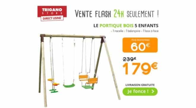 179€ le portique en bois Trigano 5 enfants ivraison gratuite