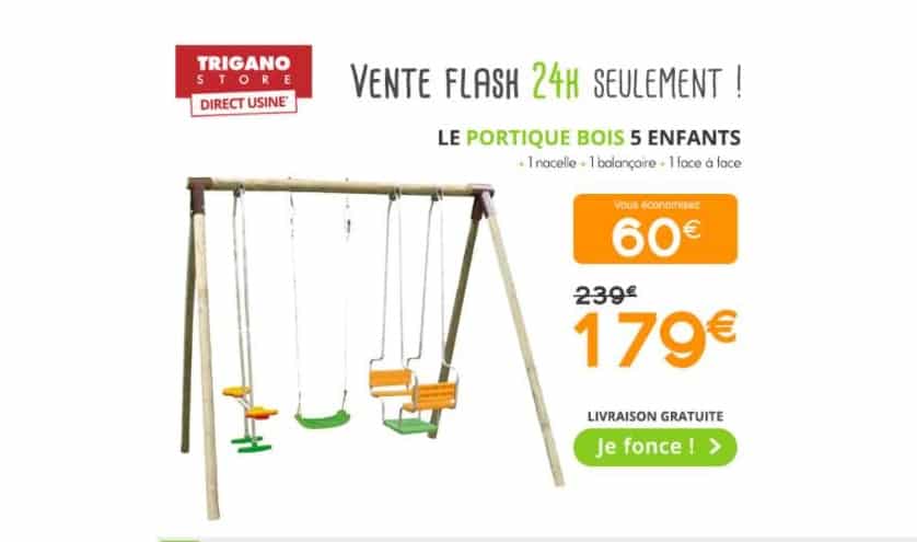 179€ le portique en bois Trigano 5 enfants ivraison gratuite