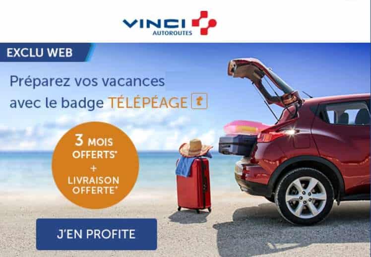 3 mois d’abonnement Télépéage VINCI Autoroutes offerts + livraison gratuite