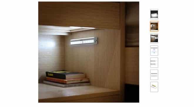 7,79€ lampe pour armoire avec détecteur de mouvement rechargeable Aglaia 10 LED 