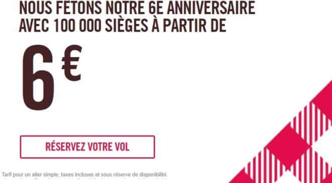 Anniversaire Volotea 6 ans 100000 billets d’avion à 6€