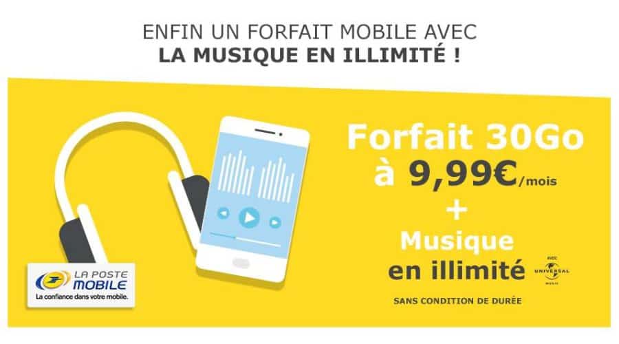 Forfait La Poste Mobile 30go à 9,99€ (à vie) en vente privée (illimité appels, SMS, MMS et musique)