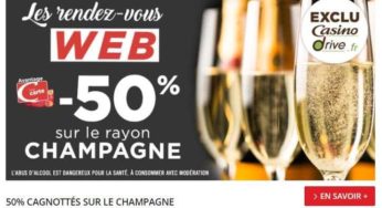 French Days Casino Drive : 50% crédité sur la carte sur le rayon champagne 🍾
