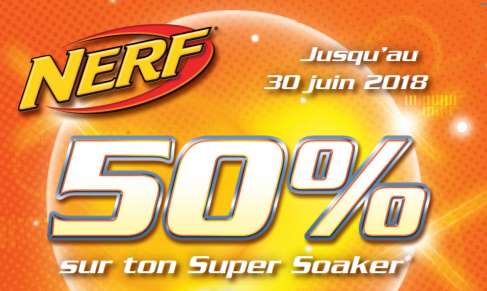 Pistolet à eau Super Soaker Nerf 50% remboursé