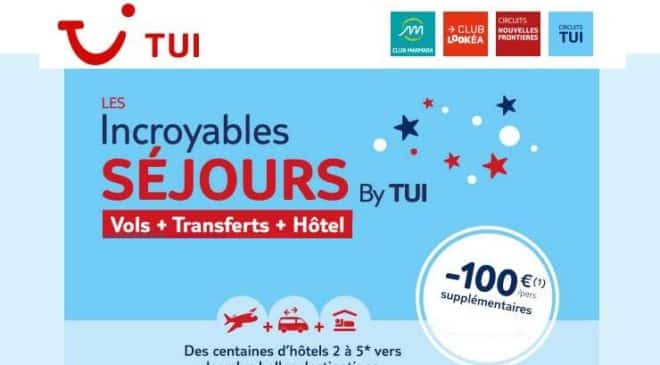 Remise de 100€ par personne sur les séjours TUI